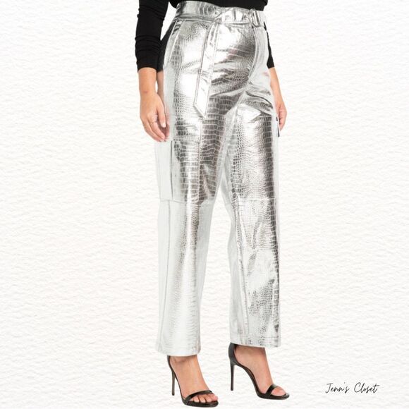 NWT Eloquii Silver Croc Cargo Pants, Size 22* - Picture 1 of 7